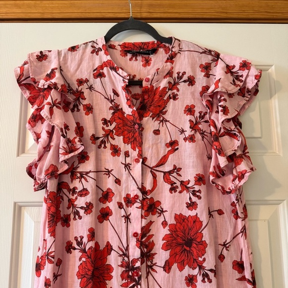 Zara floral print linen tunic midi dress - Picture 4 of 9